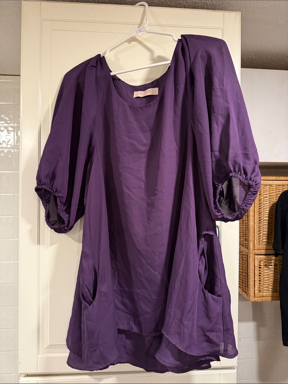 Lucy love Purple Puff Sleeve Tunic size large 7:30
